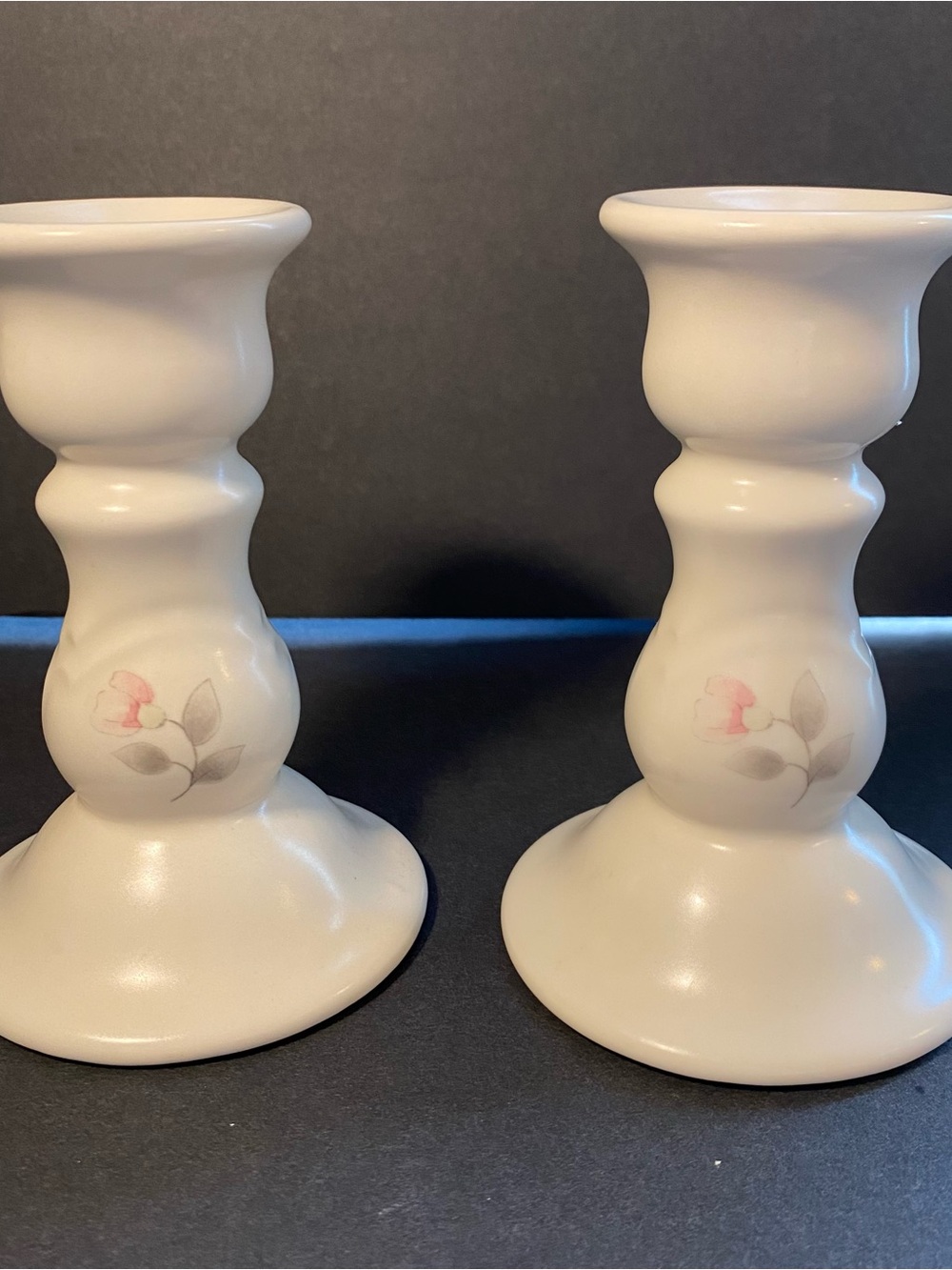 Pair of Vintage Pfaltzgraff Tea Rose Candlestick Holders - Excellent condition